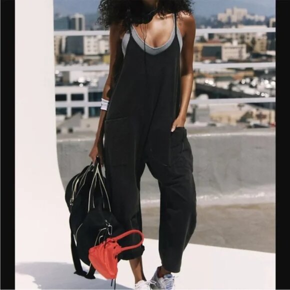 NWT FP Movement X Hatch Hot Shot Maternity Onesie Stretch Jumpsuit Black MEDIUM - Picture 3 of 9